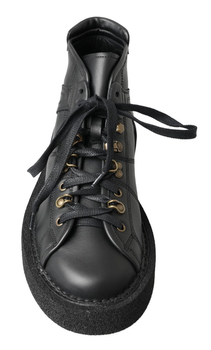 Dolce &amp; Gabbana Elegante Stiefeletten mit silbernem Kettendetail