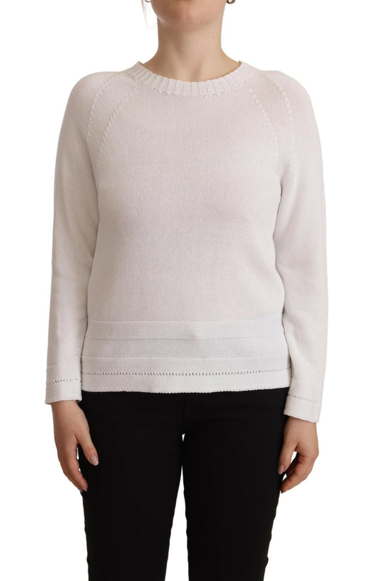 Maglione pullover girocollo bianco a maniche lunghe