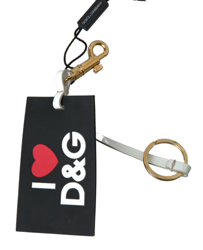 Portachiavi in ​​ottone dorato con logo DG in silicone nero