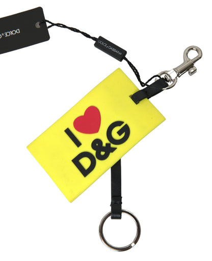 Dolce &amp; Gabbana Schicker gelber Schlüsselanhänger mit Logo-Hardware