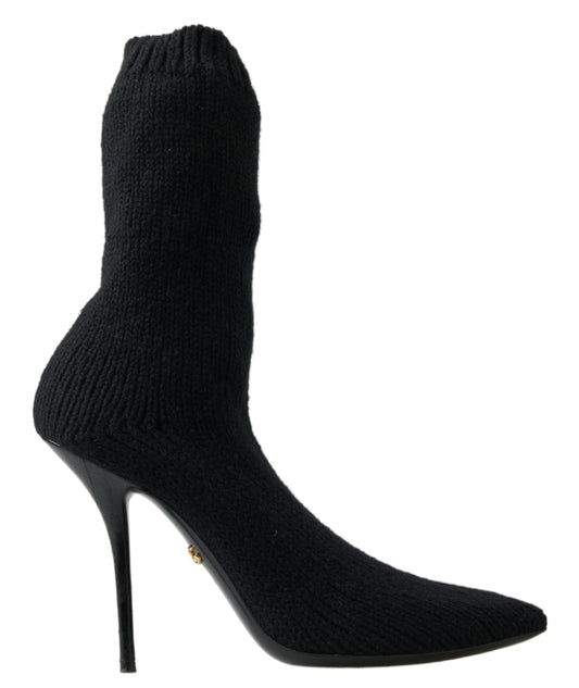 Dolce &amp; Gabbana Elegante schwarze Viskose-Halbstiefel