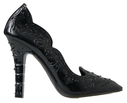 Dolce &amp; Gabbana Elegante Cinderella-Pumps aus schwarzem Kristall