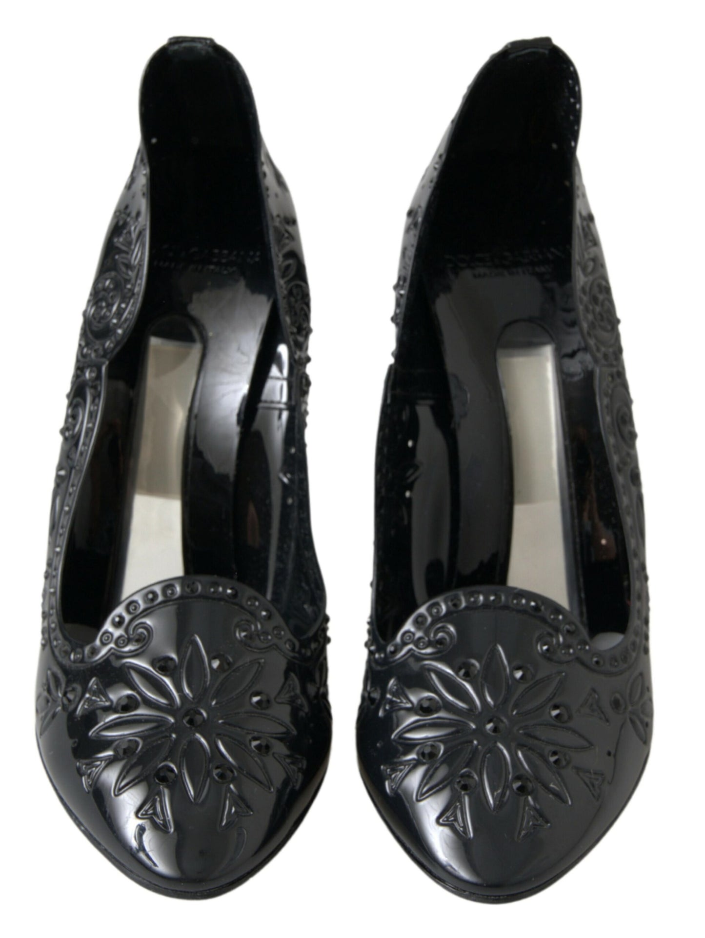 Dolce &amp; Gabbana Elegante Cinderella-Pumps aus schwarzem Kristall