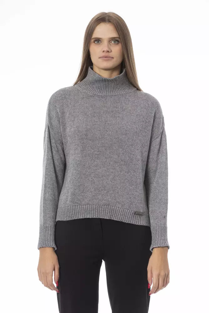 Baldinini Trend Grauer Wollpullover für Damen