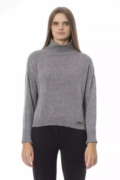 Baldinini Trend Grauer Wollpullover für Damen