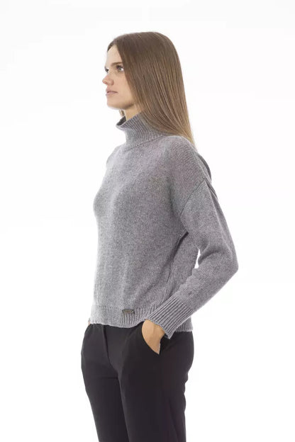 Baldinini Trend Grauer Wollpullover für Damen