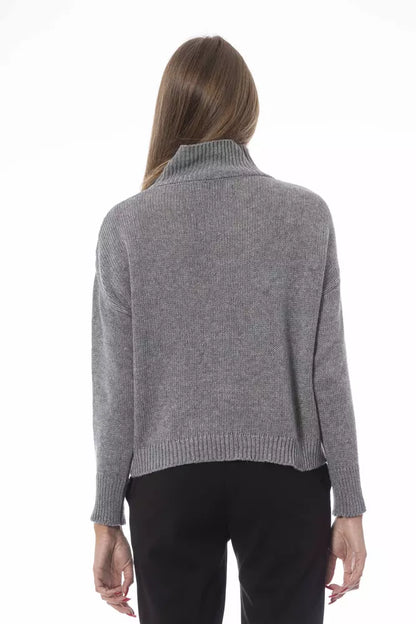 Baldinini Trend Grauer Wollpullover für Damen