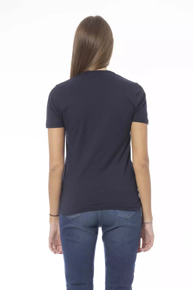 Baldinini Trend Blaues Baumwoll-Damen-T-Shirt