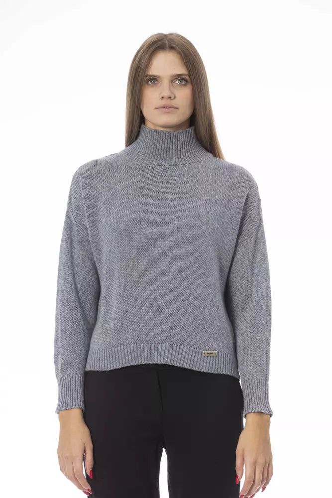 Baldinini Trend Grauer Wollpullover für Damen