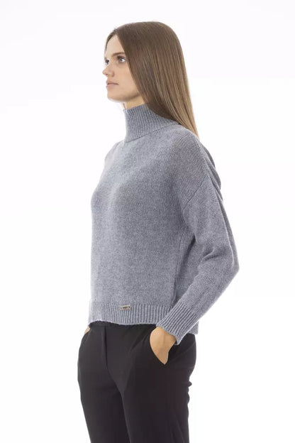 Baldinini Trend Grauer Wollpullover für Damen