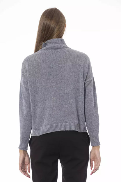 Baldinini Trend Grauer Wollpullover für Damen