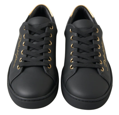 Scarpe da ginnastica classiche in pelle nera oro