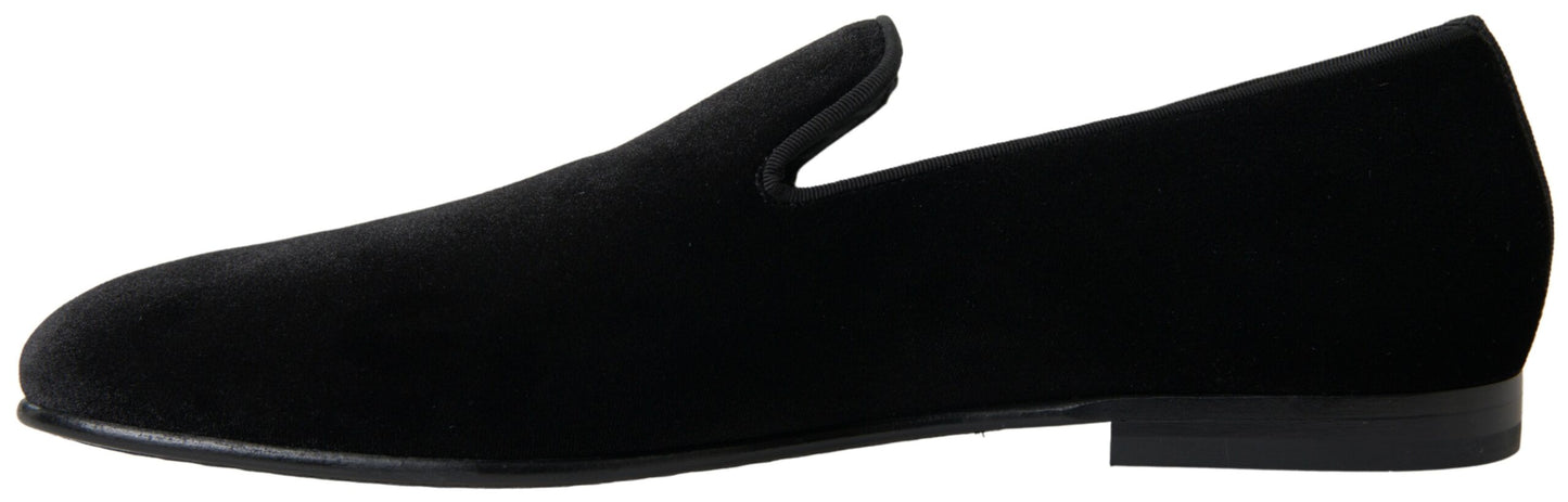 Dolce &amp; Gabbana Elegante schwarze Samt-Loafer für Herren