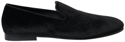 Dolce &amp; Gabbana Elegante schwarze Samt-Loafer für Herren