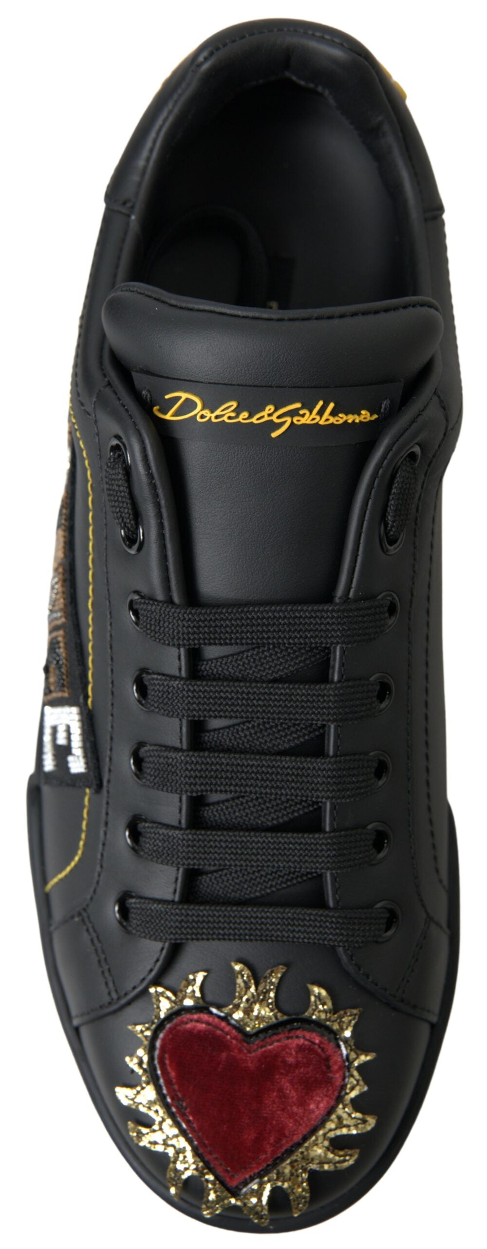 Dolce &amp; Gabbana Elegante Portofino Leder Sneakers - Schwarz Multicolor