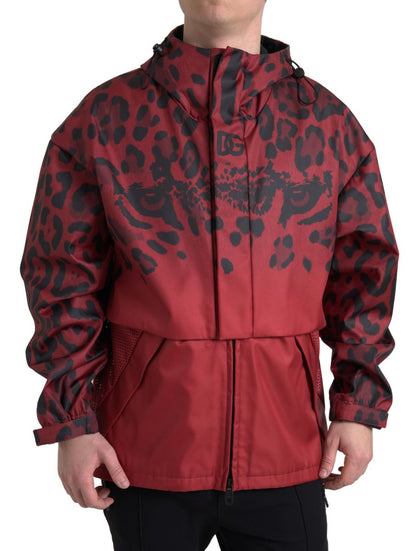 Dolce &amp; Gabbana – Kapuzenjacke mit leuchtend rotem Leopardenmuster