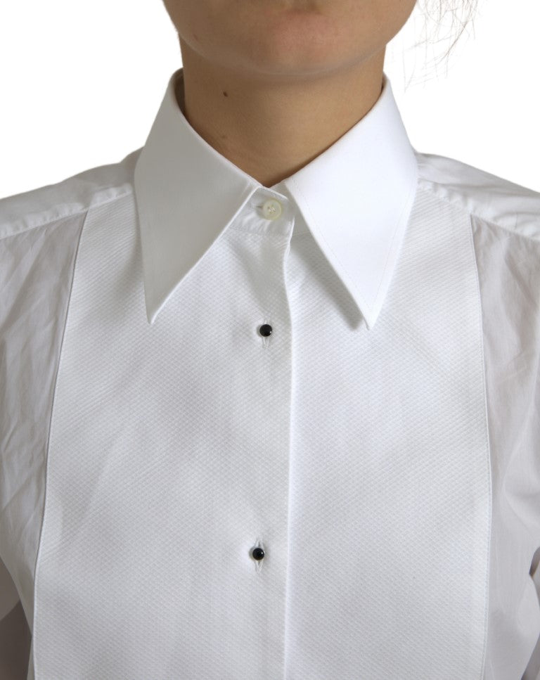 Camicia a maniche lunghe con colletto in cotone Bianca