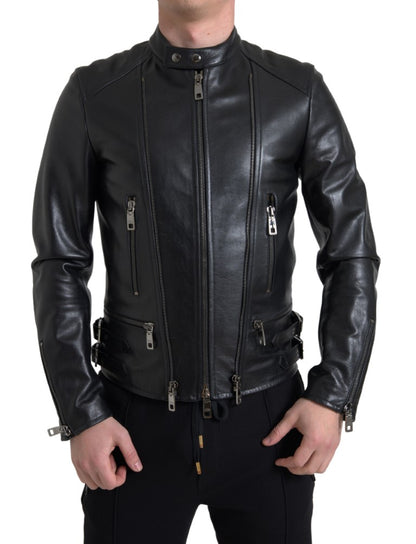 Dolce &amp; Gabbana – Schicke Bikerjacke aus schwarzem Leder