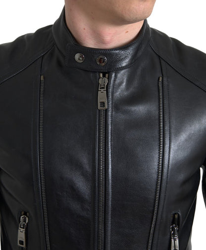 Dolce &amp; Gabbana – Schicke Bikerjacke aus schwarzem Leder