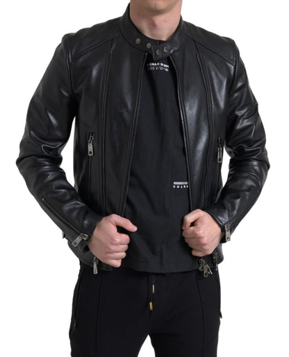 Dolce &amp; Gabbana – Schicke Bikerjacke aus schwarzem Leder