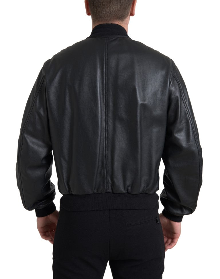 Dolce &amp; Gabbana Elegante schwarze Bomberjacke aus Leder