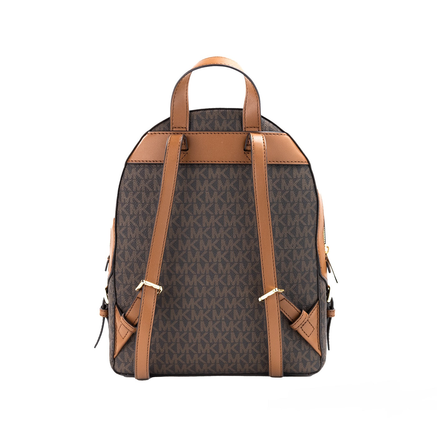 Michael Kors Jaycee – Mittelbrauner Rucksack mit PVC-Signatur und Reißverschlusstasche