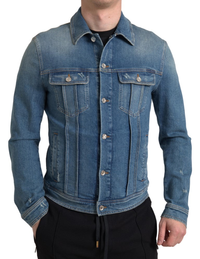 Dolce &amp; Gabbana Elegante blaue Stretch-Jeansjacke