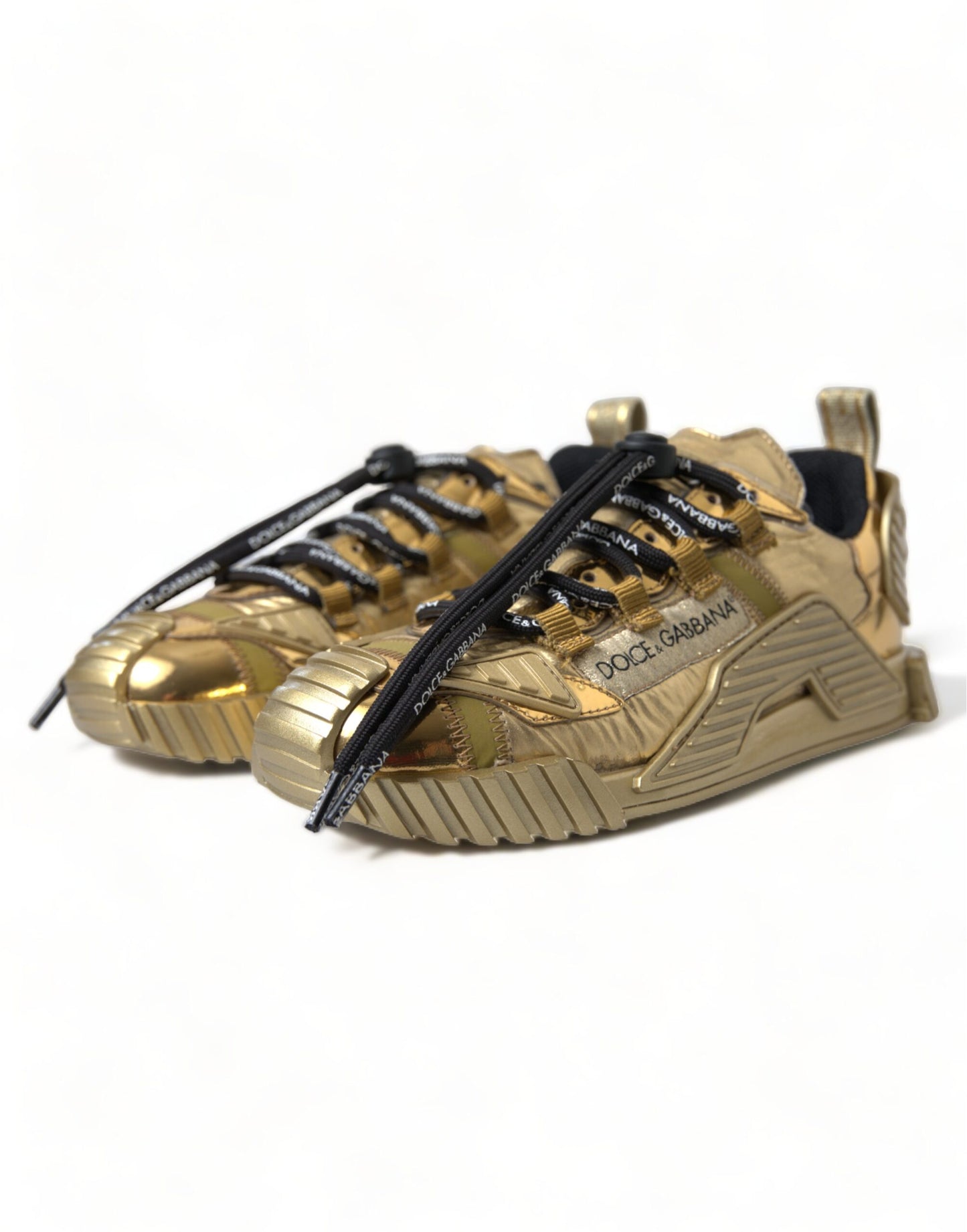 Dolce &amp; Gabbana Glänzende goldfarbene Luxus-Sneakers