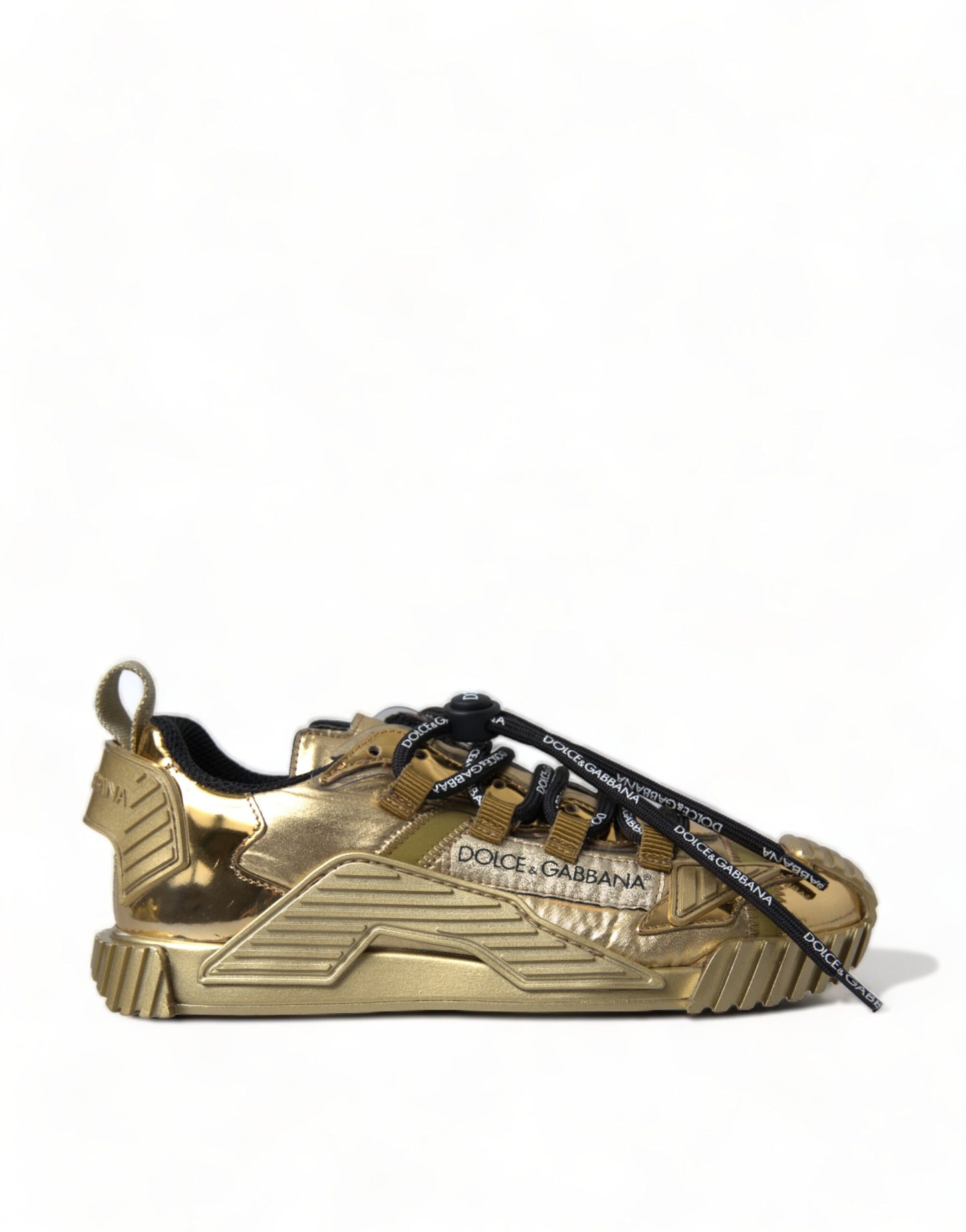 Dolce &amp; Gabbana Glänzende goldfarbene Luxus-Sneakers