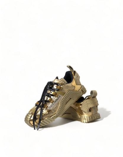 Dolce &amp; Gabbana Glänzende goldfarbene Luxus-Sneakers