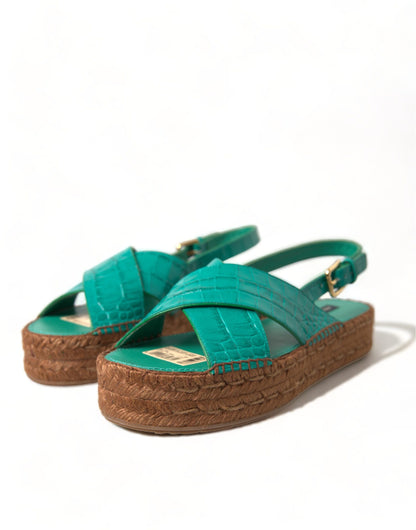 Dolce & Gabbana Elegant Green Espadrille Platform Sandals