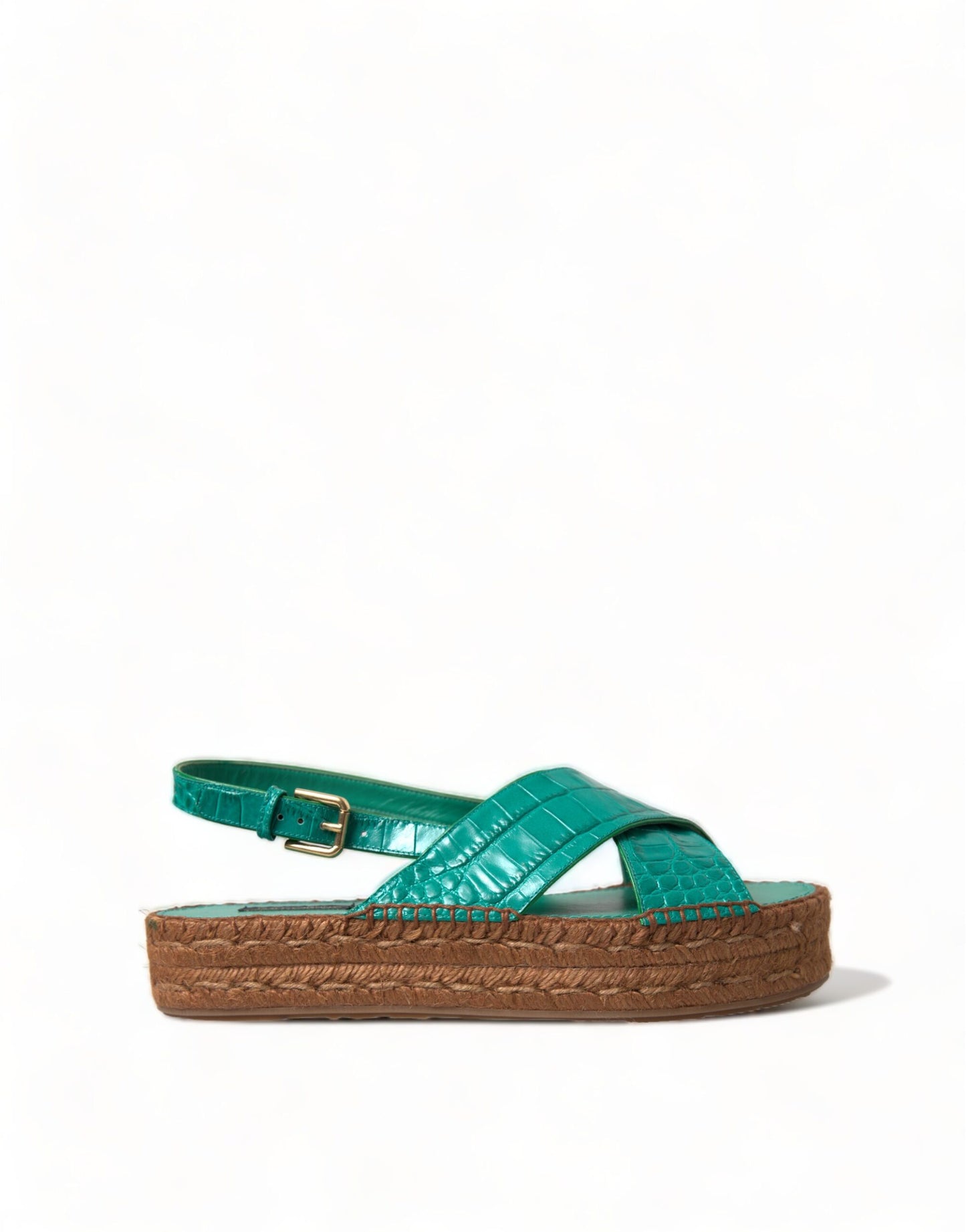 Dolce &amp; Gabbana Elegante grüne Espadrille-Plateausandalen