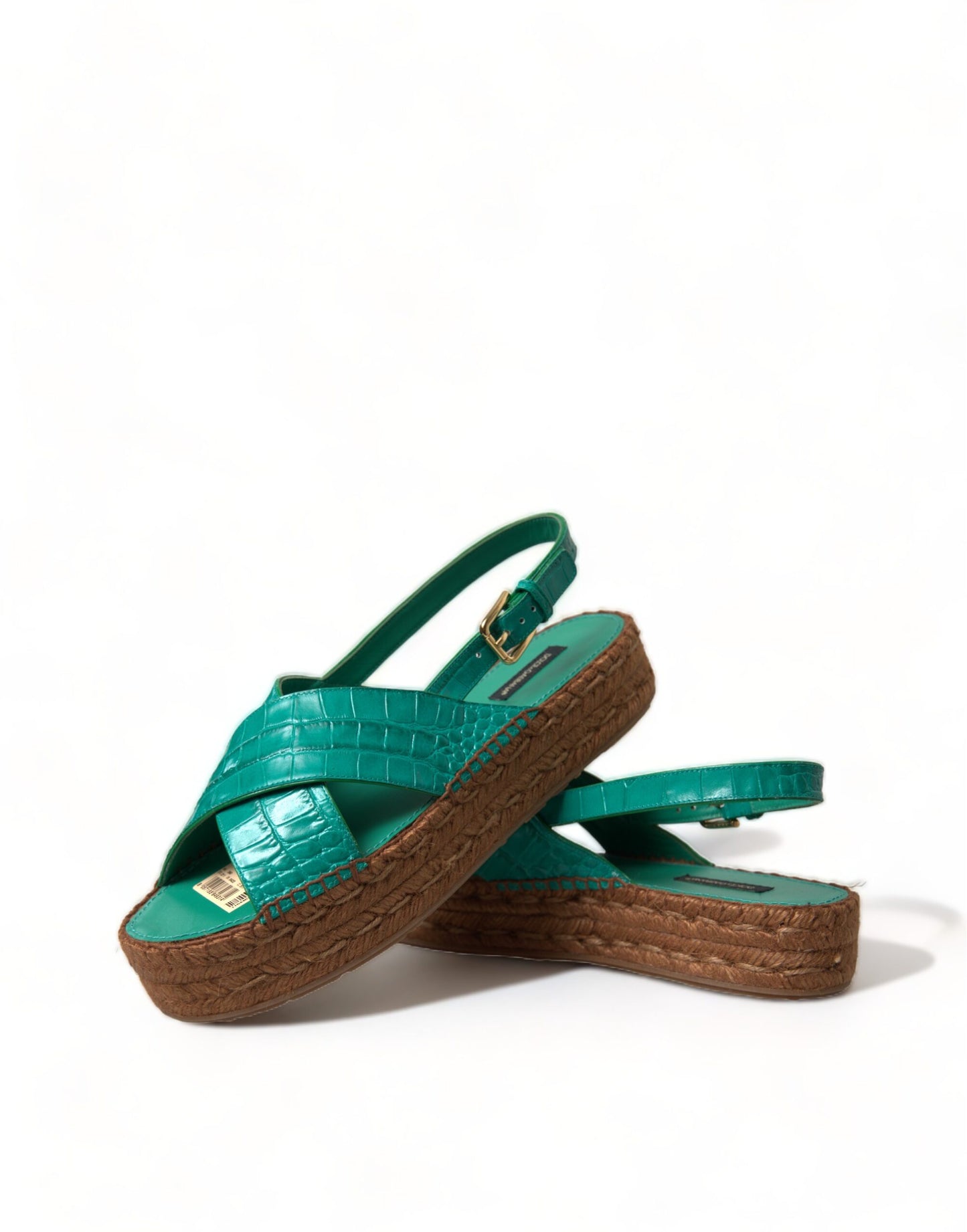 Dolce &amp; Gabbana Elegante grüne Espadrille-Plateausandalen