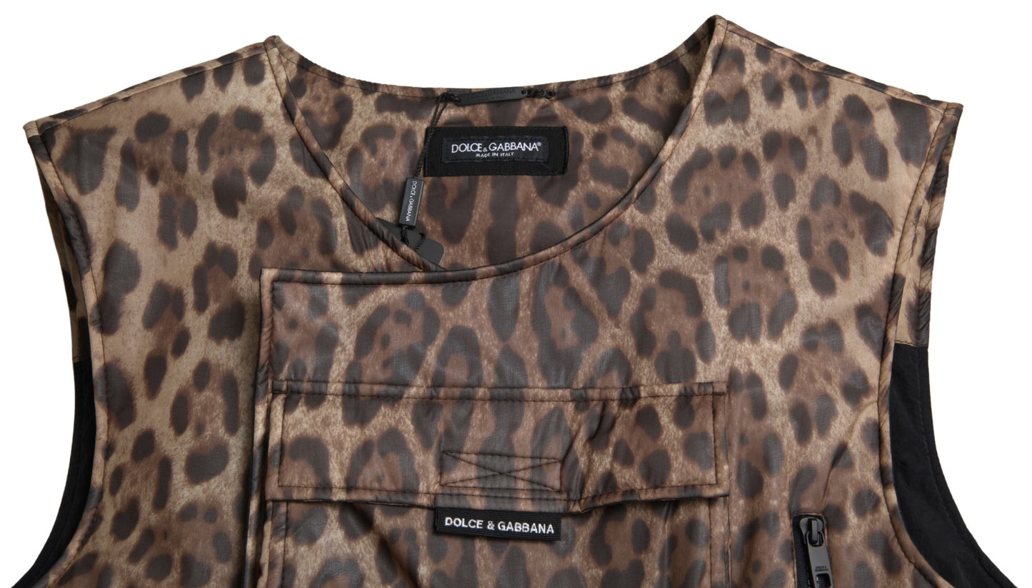 Dolce & Gabbana Silk Leopard Vest Exclusive Sportswear