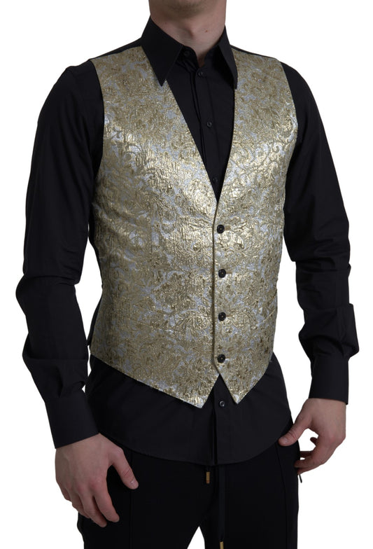 Gilet jacquard floreale Gilet formale oro