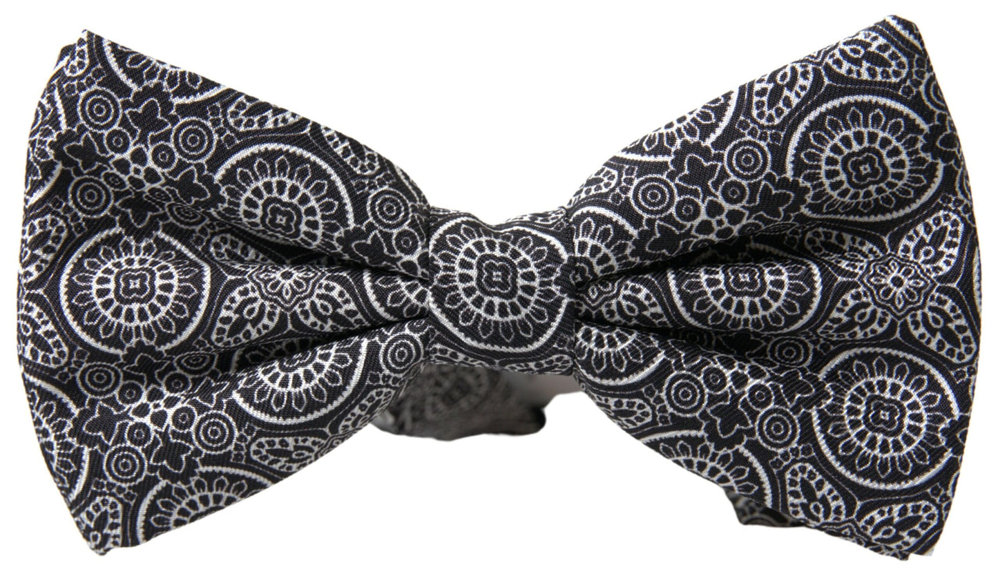 Dolce & Gabbana Elegant Black & White Silk Bow Tie