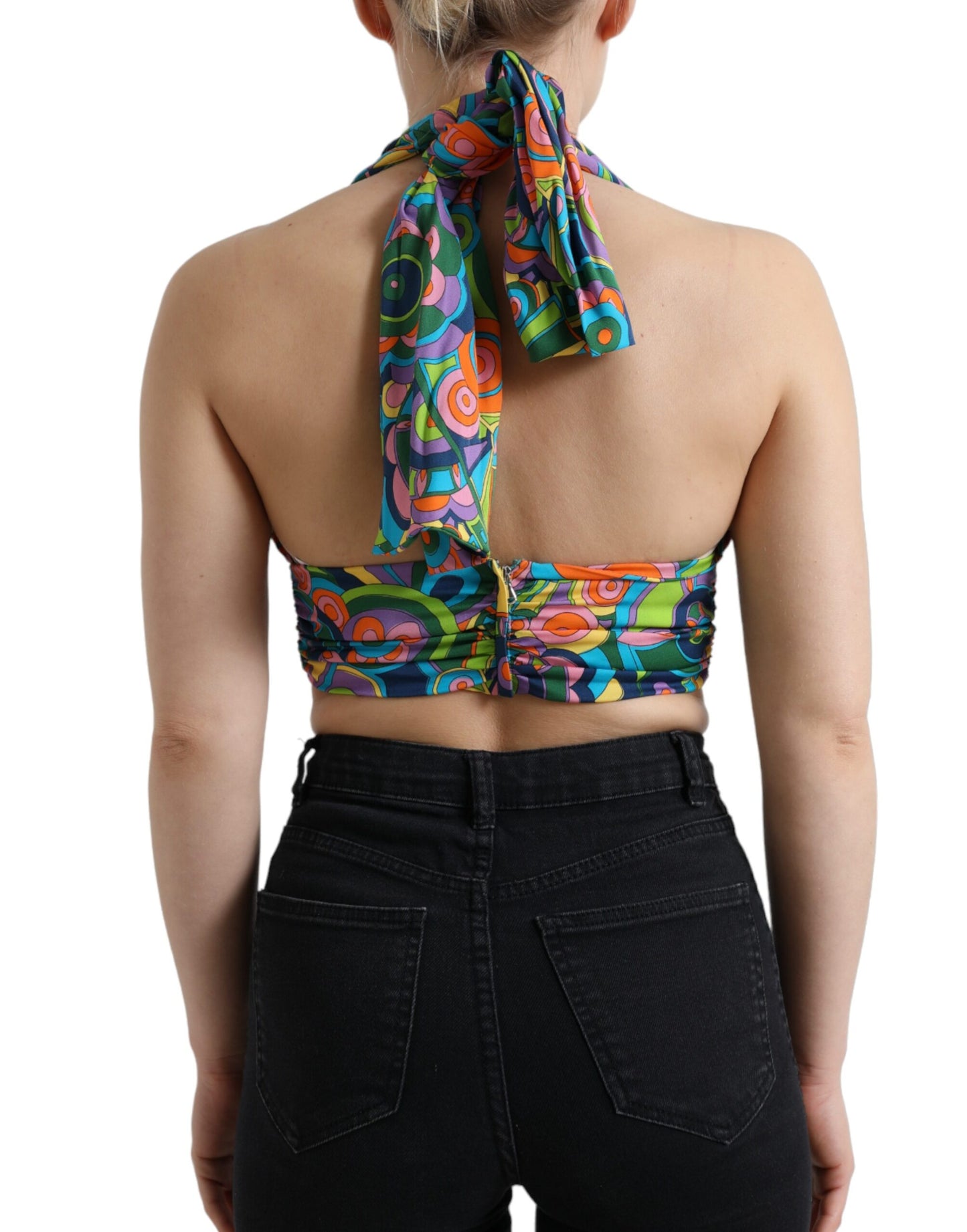 Dolce & Gabbana Elegant Silk Blend Halter Cropped Top