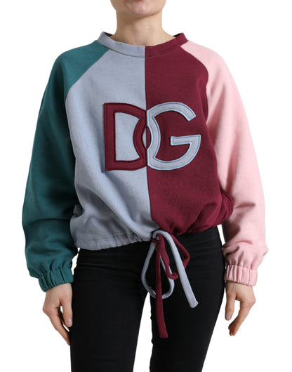 Maglione pullover girocollo in cotone multicolor