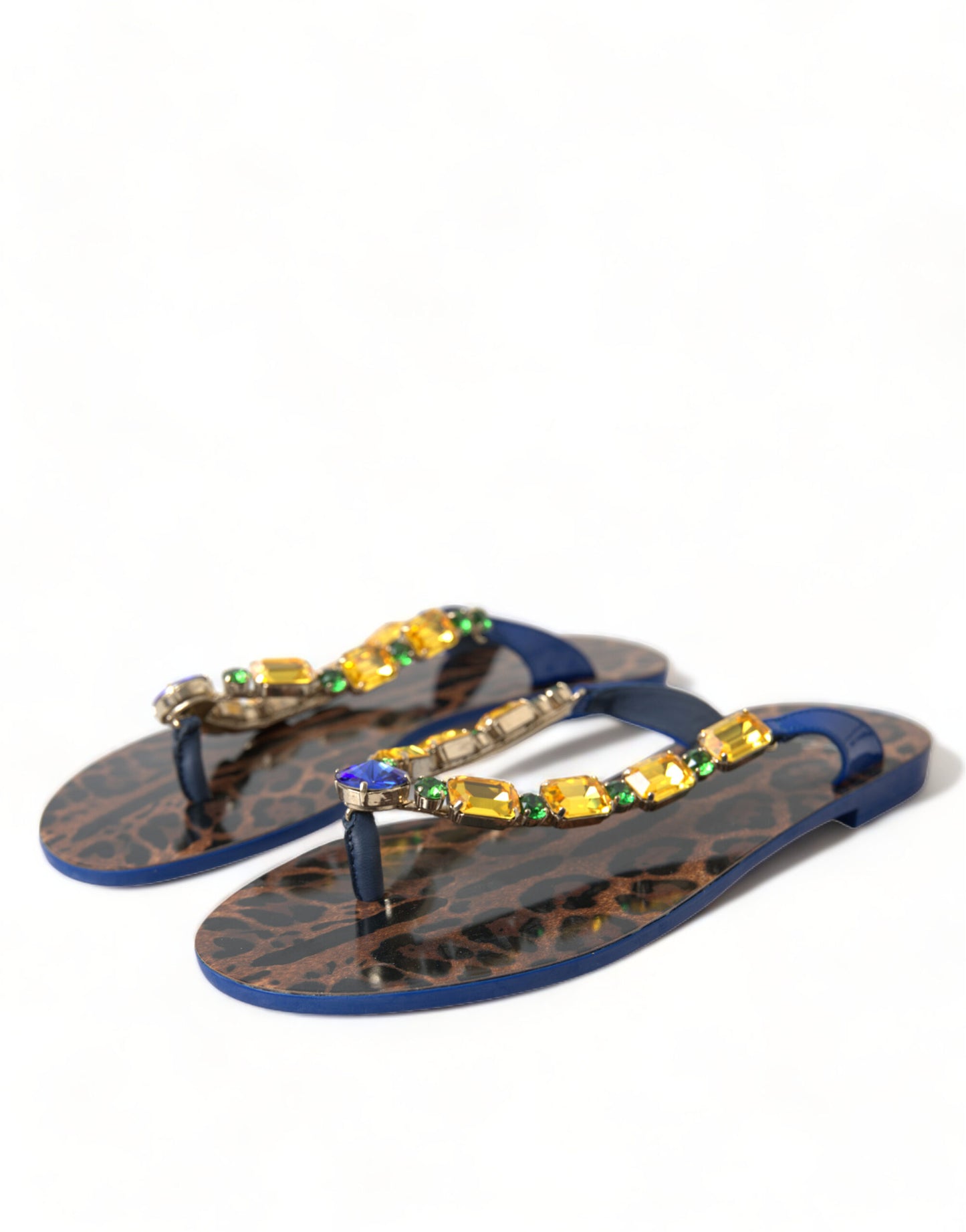 Dolce &amp; Gabbana Elegante flache Sandalen aus blauem Leder