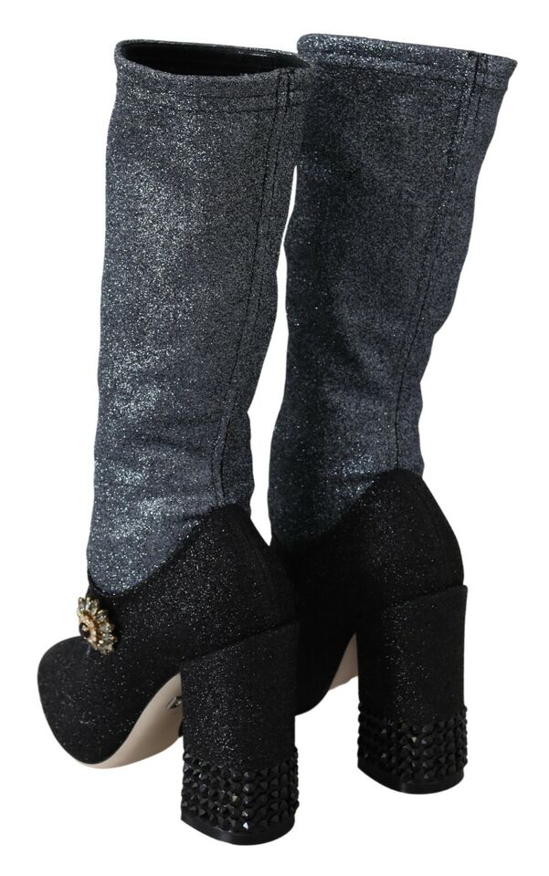 Schwarze Mary Janes Booties mit Kristallen