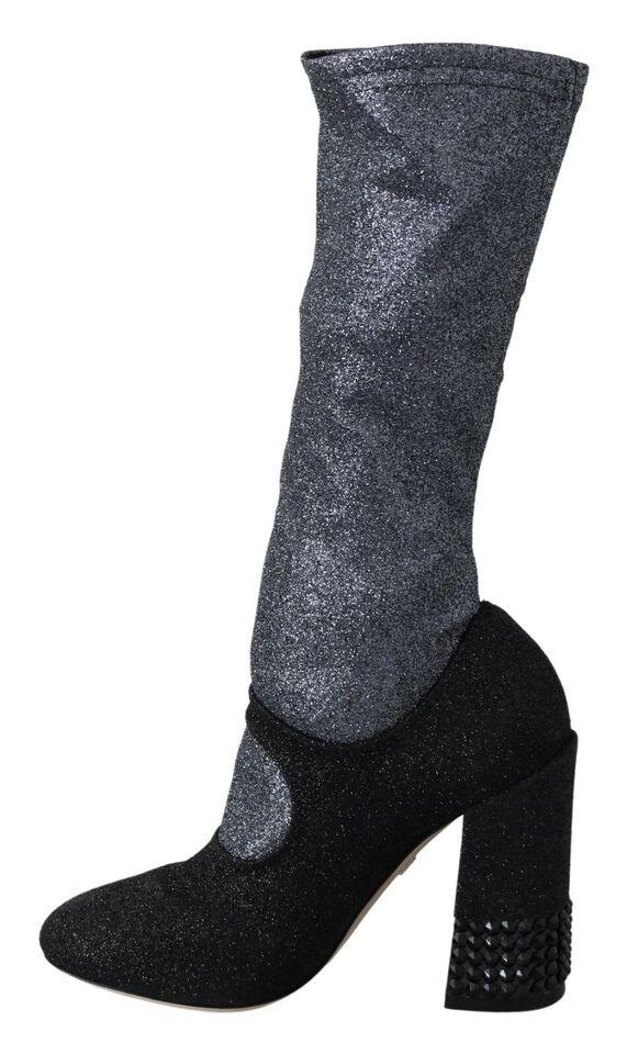 Schwarze Mary Janes Booties mit Kristallen