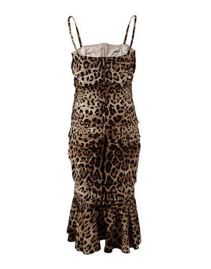 Dolce &amp; Gabbana Elegantes Cady-Kleid mit Leopardenmuster