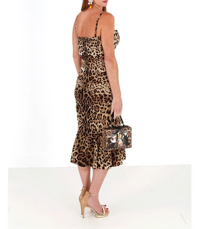 Dolce &amp; Gabbana Elegantes Cady-Kleid mit Leopardenmuster