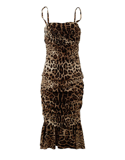 Dolce &amp; Gabbana Elegantes Cady-Kleid mit Leopardenmuster