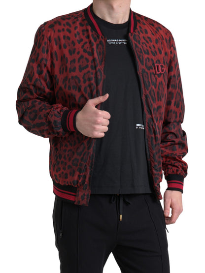 Dolce &amp; Gabbana – Rote Bomberjacke mit Leopardenmuster