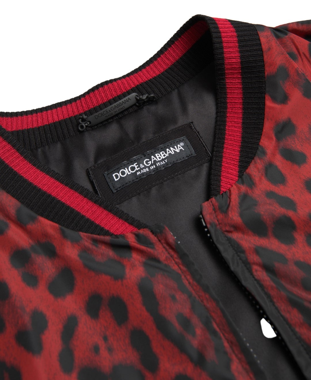 Dolce &amp; Gabbana – Rote Bomberjacke mit Leopardenmuster