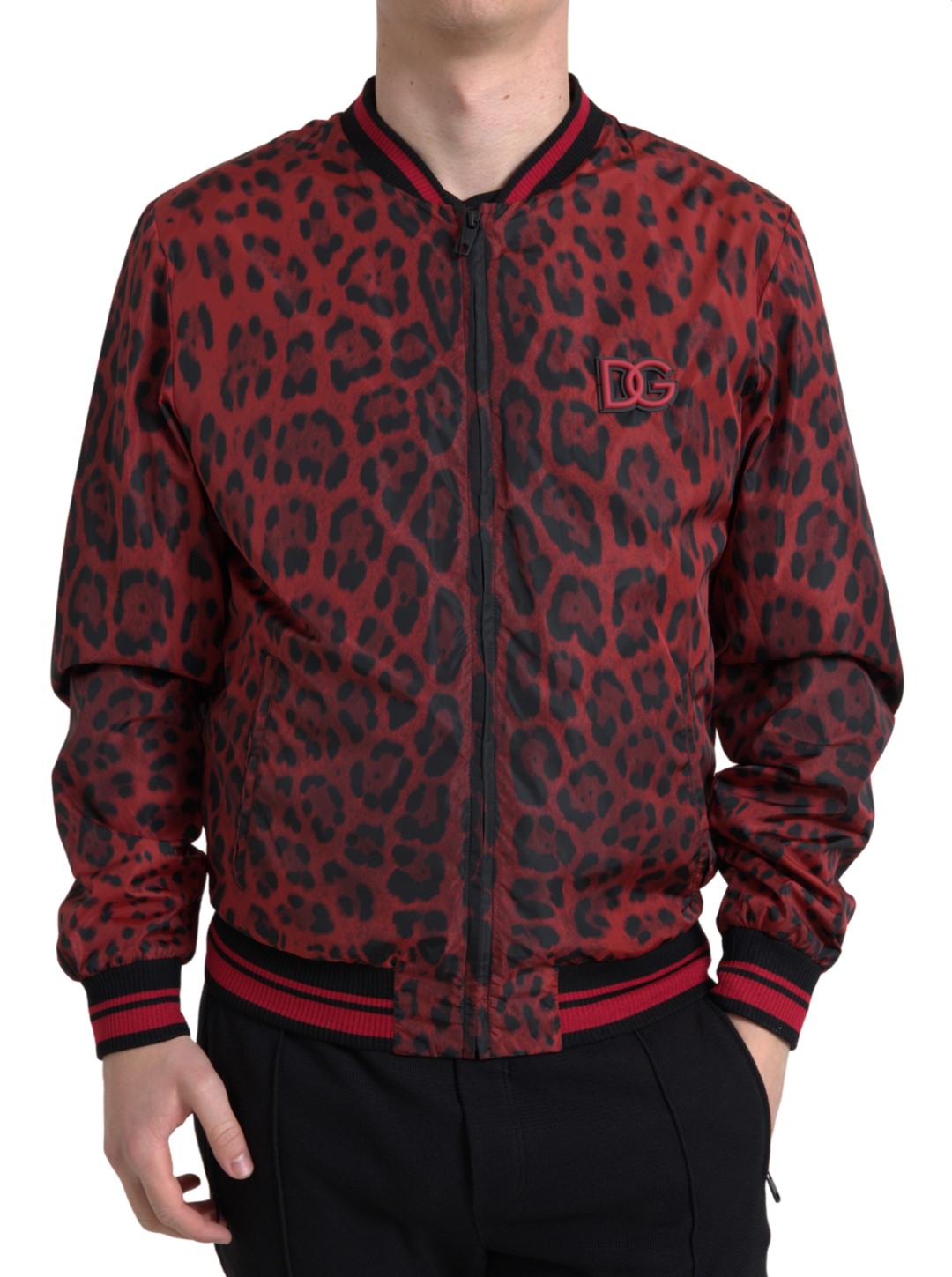 Dolce &amp; Gabbana – Rote Bomberjacke mit Leopardenmuster