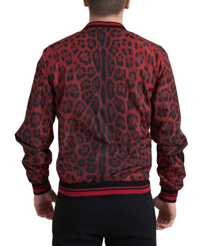 Dolce &amp; Gabbana – Rote Bomberjacke mit Leopardenmuster