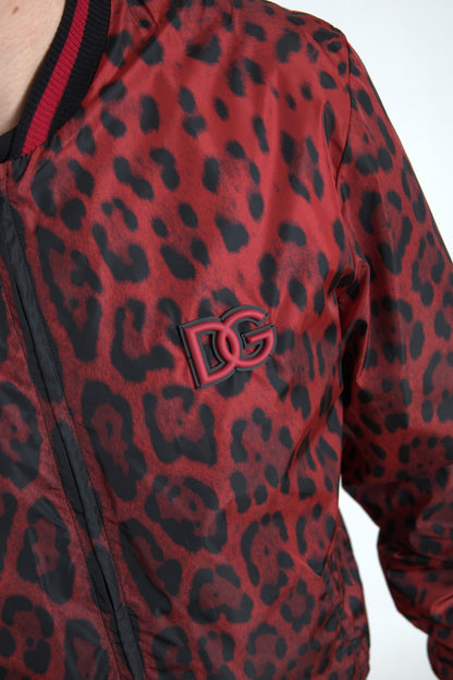 Dolce &amp; Gabbana – Rote Bomberjacke mit Leopardenmuster