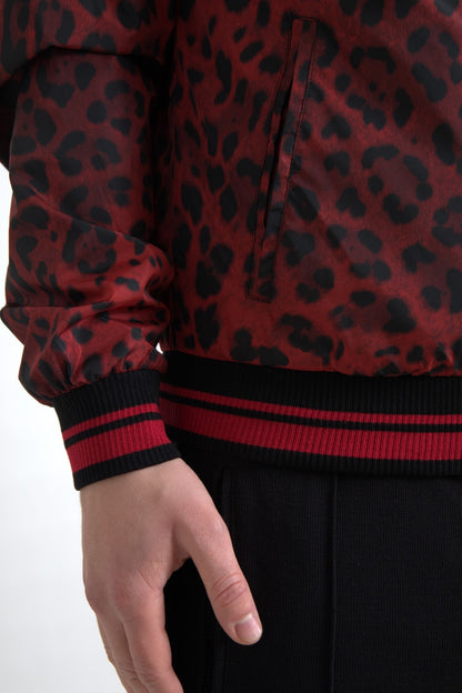 Dolce &amp; Gabbana – Rote Bomberjacke mit Leopardenmuster